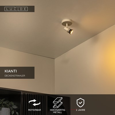 Lucide KIANTI - Deckenstrahler - Ø 10 cm - 1xGU10 - Taupe
